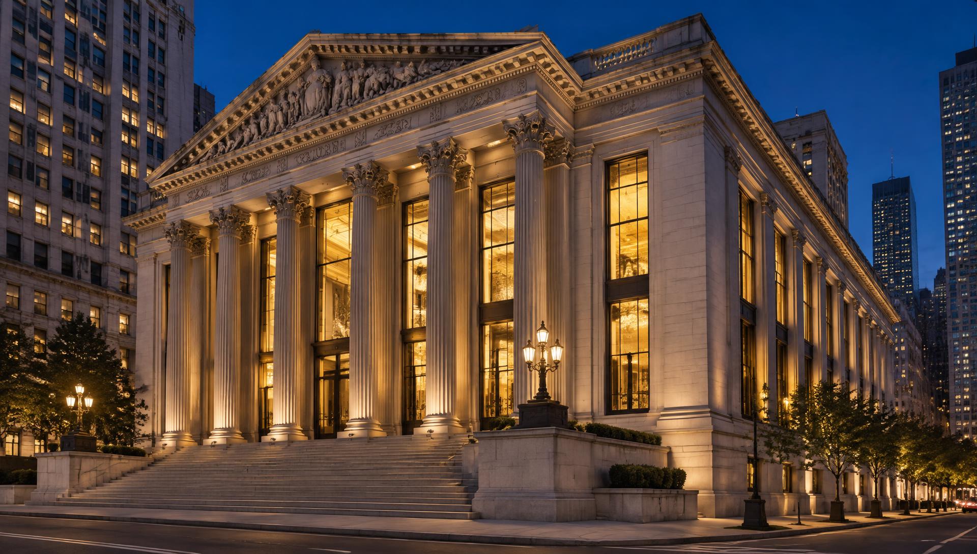 ZORVENTA BANK headquarters at dusk